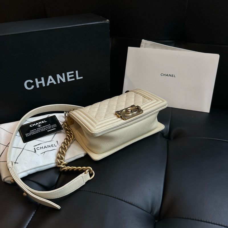 【超級新❗️全配】 Chanel Leboy20 荔枝牛皮 珠光白（專櫃228,800）-4