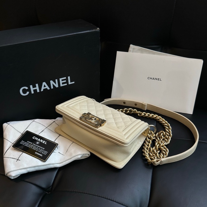 【超級新❗️全配】 Chanel Leboy20 荔枝牛皮 珠光白（專櫃228,800）-5