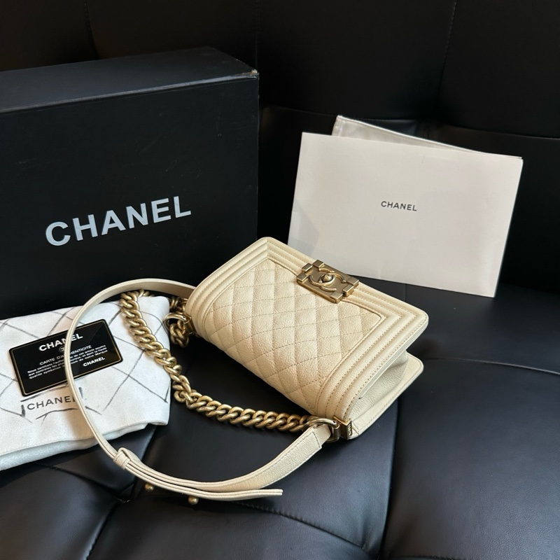 【超級新❗️全配】 Chanel Leboy20 荔枝牛皮 珠光白（專櫃228,800）-7