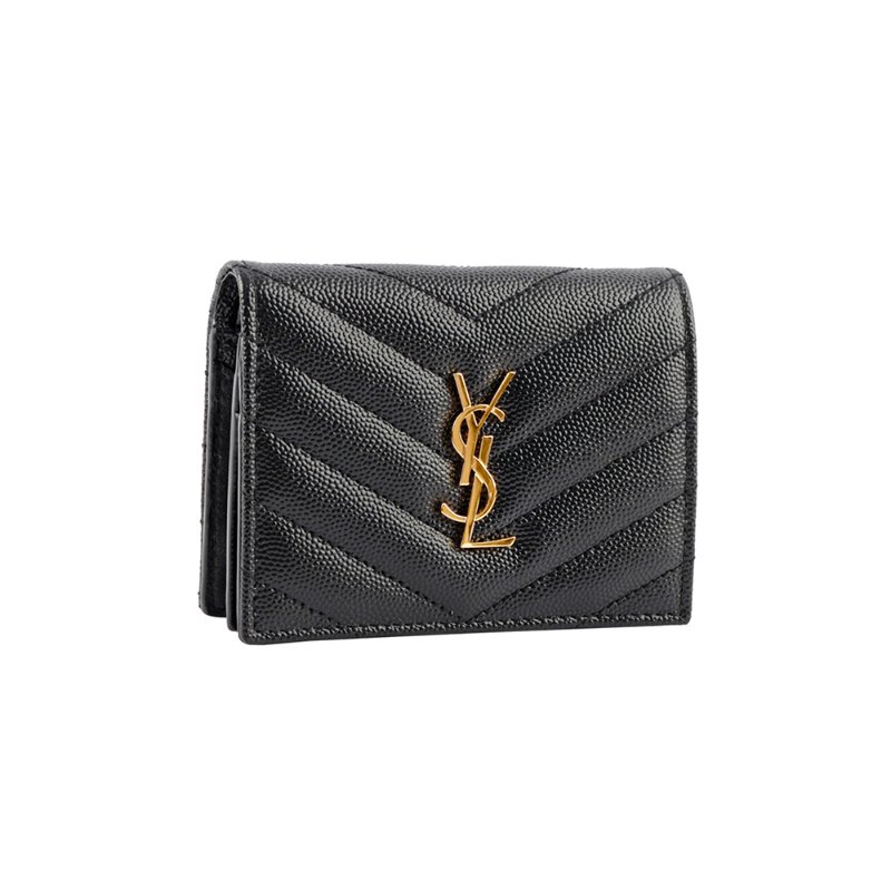 Saint Laurent Cassandre Matelassé Wallet for Women in Black - 668290-BOWA1-1000 (新款白色盒)-1
