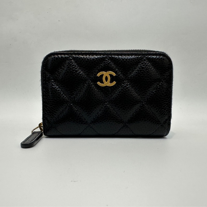 Chanel 黑荔枝牛皮ㄇ拉零錢包AP69271-0