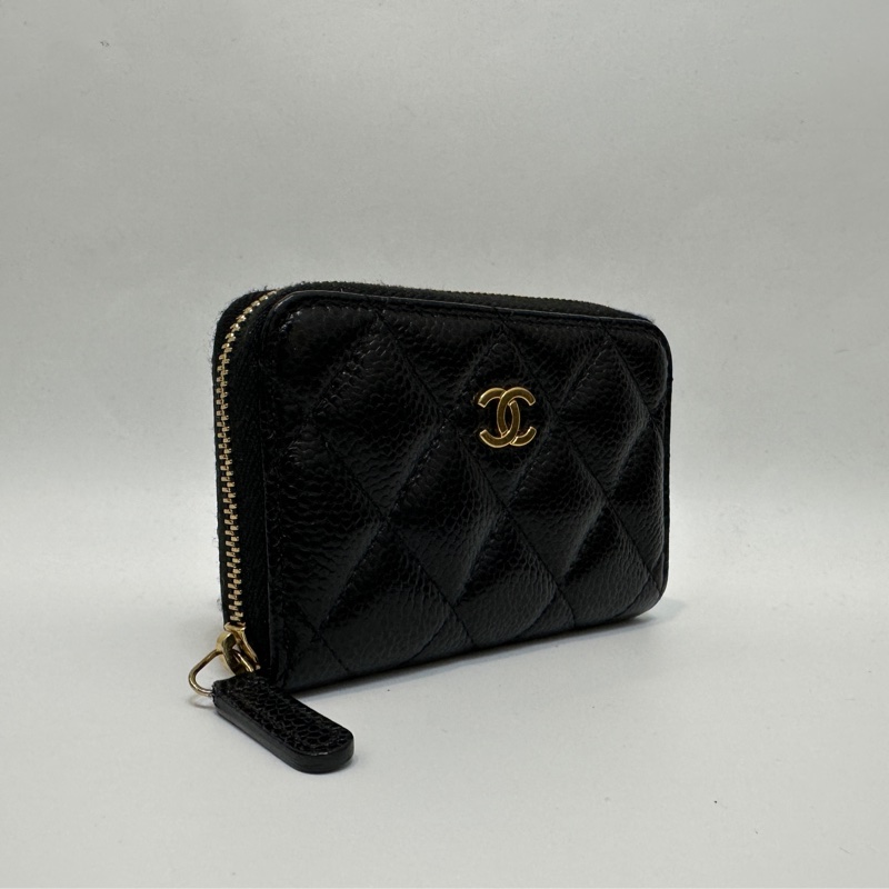 Chanel 黑荔枝牛皮ㄇ拉零錢包AP69271-1