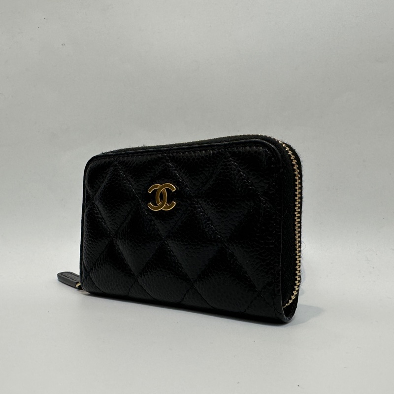 Chanel 黑荔枝牛皮ㄇ拉零錢包AP69271-2