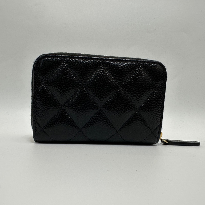 Chanel 黑荔枝牛皮ㄇ拉零錢包AP69271-3