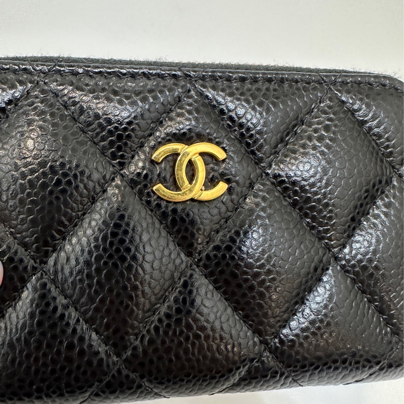 Chanel 黑荔枝牛皮ㄇ拉零錢包AP69271-7