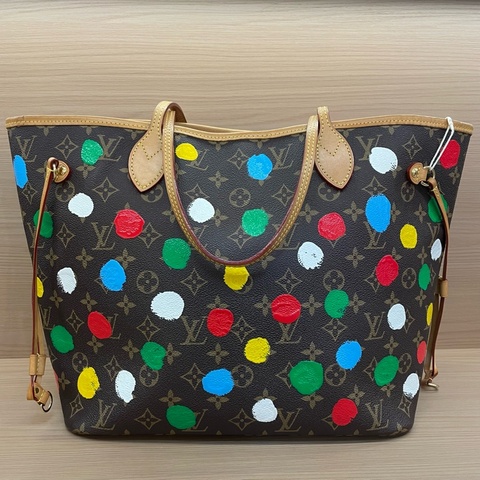 NO::C91 Lv路易威登联名款草间弥生波点系列neverfull中号超大容量 芯片款 有塵袋 無盒子