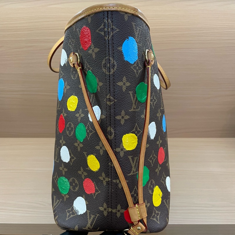 NO::C91 Lv路易威登联名款草间弥生波点系列neverfull中号超大容量 芯片款 有塵袋 無盒子-3