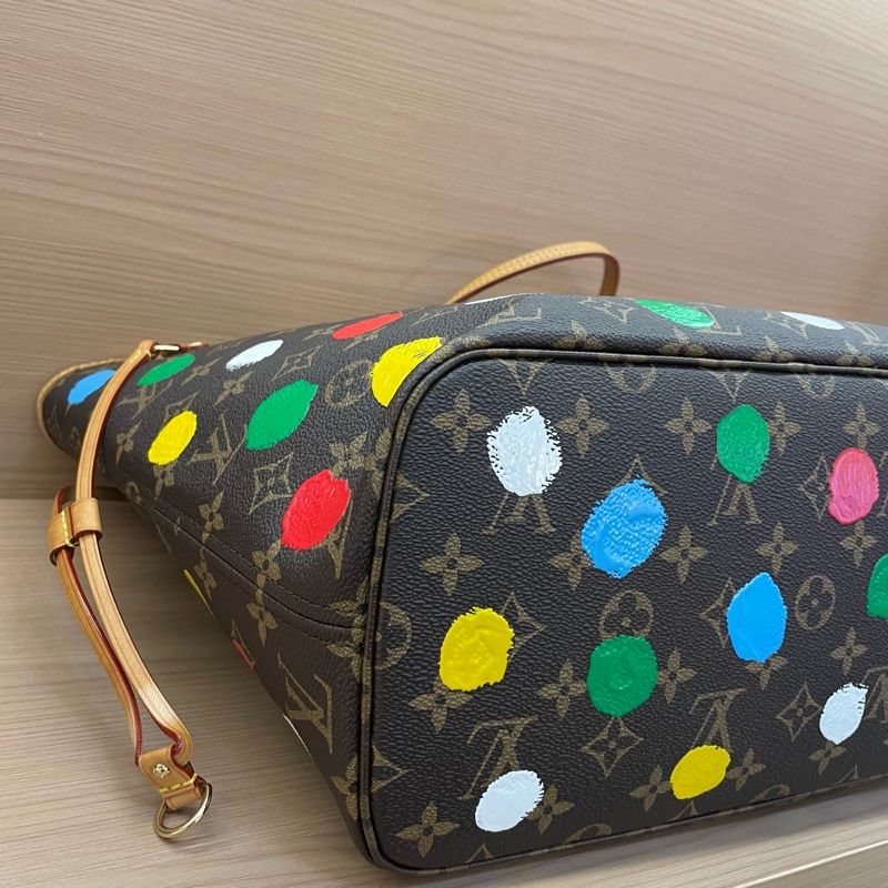 NO::C91 Lv路易威登联名款草间弥生波点系列neverfull中号超大容量 芯片款 有塵袋 無盒子-5