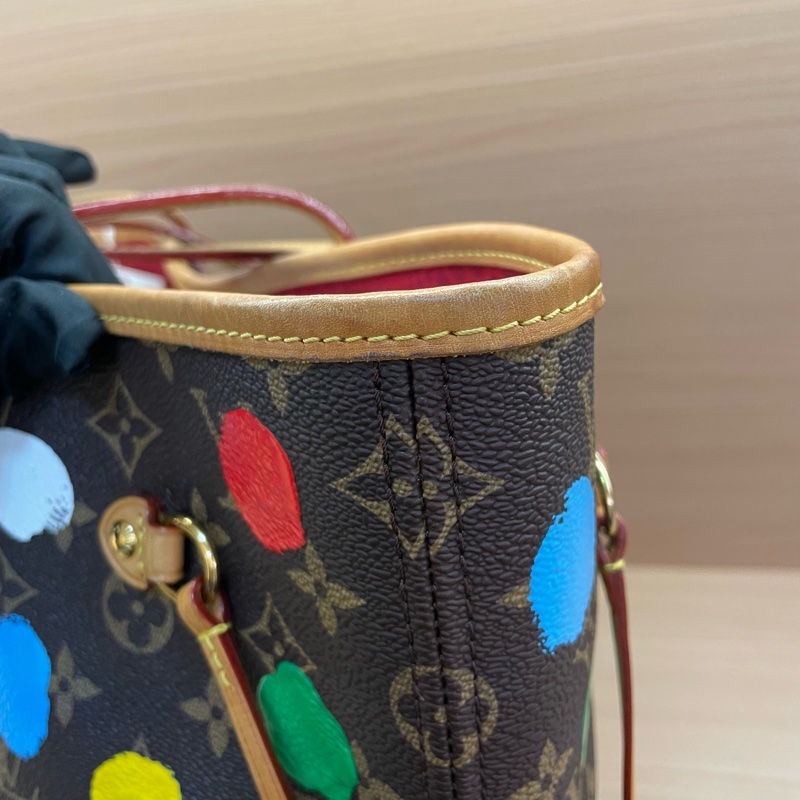 NO::C91 Lv路易威登联名款草间弥生波点系列neverfull中号超大容量 芯片款 有塵袋 無盒子-12