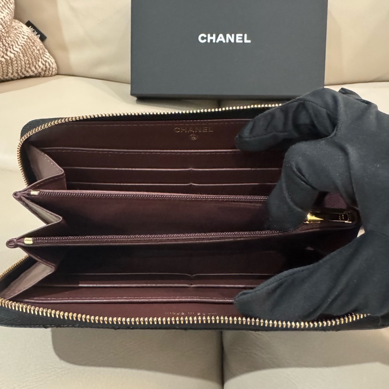 Chanel 香奈兒 經典黑金長夾/荔枝牛皮/芯片款/98新美品-5