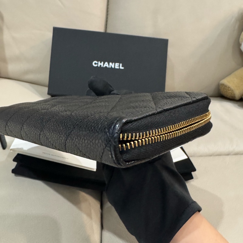 Chanel 香奈兒 經典黑金長夾/荔枝牛皮/芯片款/98新美品-7