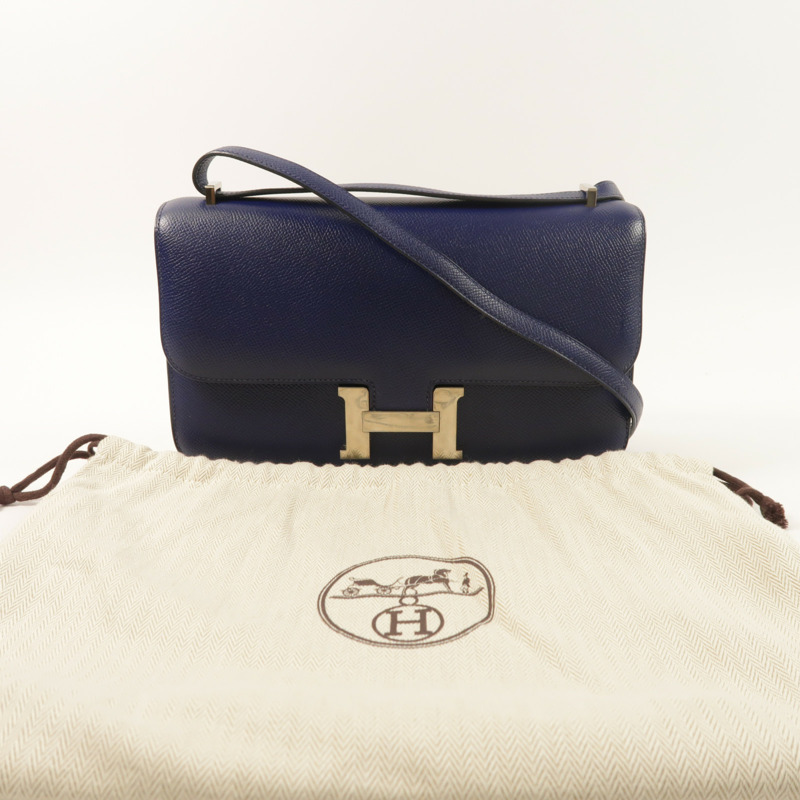 HERMES Epsom皮革Constance Elan肩背袋Bleu Saphir-9