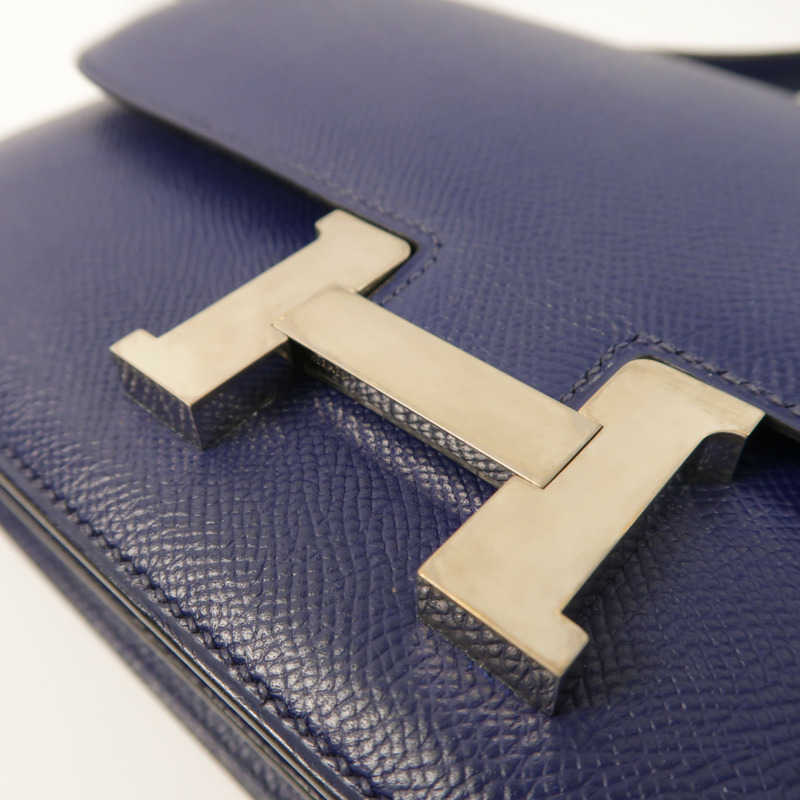 HERMES Epsom皮革Constance Elan肩背袋Bleu Saphir-10