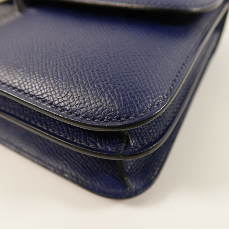HERMES Epsom皮革Constance Elan肩背袋Bleu Saphir-11