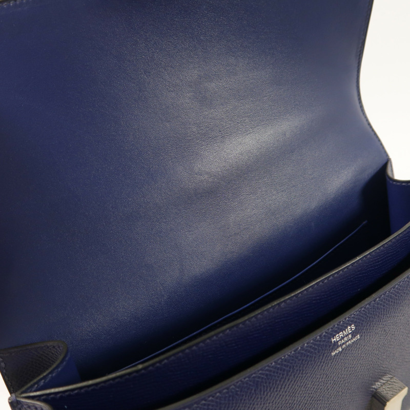 HERMES Epsom皮革Constance Elan肩背袋Bleu Saphir-16