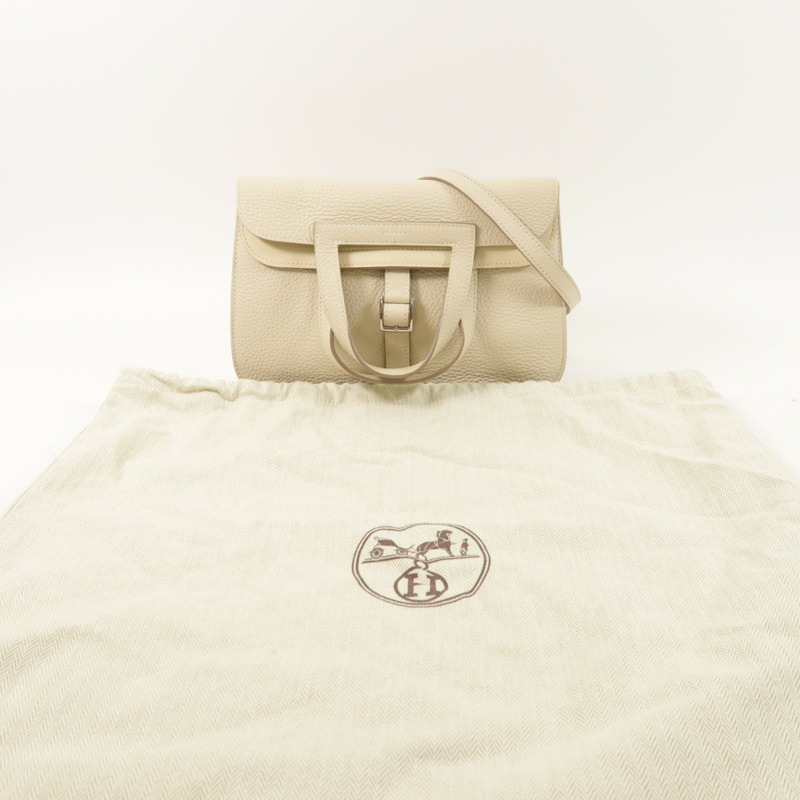 HERMES 牛皮皮革Halzan 25手挽肩背兩用袋Craie-9