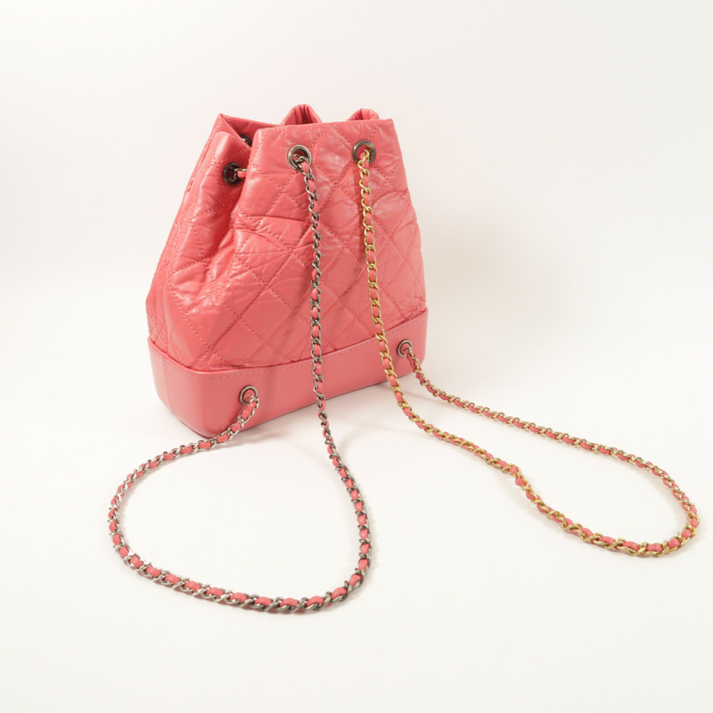 CHANEL 牛皮皮革Gabrielle Backpack鏈帶肩背袋-7