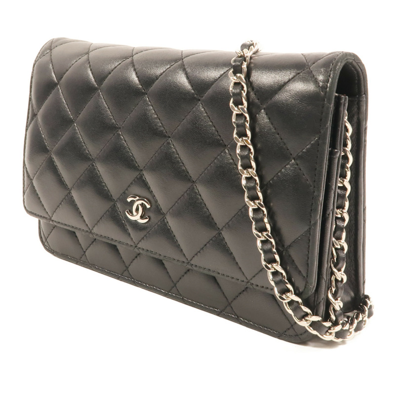 CHANEL 羊皮皮革WOC Wallet On Chain銀扣鏈帶肩背袋-2