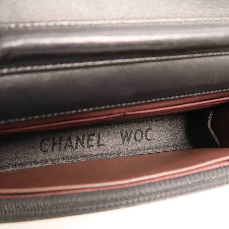 CHANEL 羊皮皮革WOC Wallet On Chain銀扣鏈帶肩背袋-4