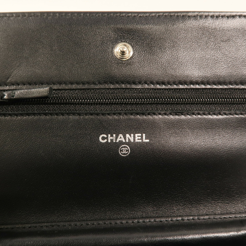 CHANEL 羊皮皮革WOC Wallet On Chain銀扣鏈帶肩背袋-5