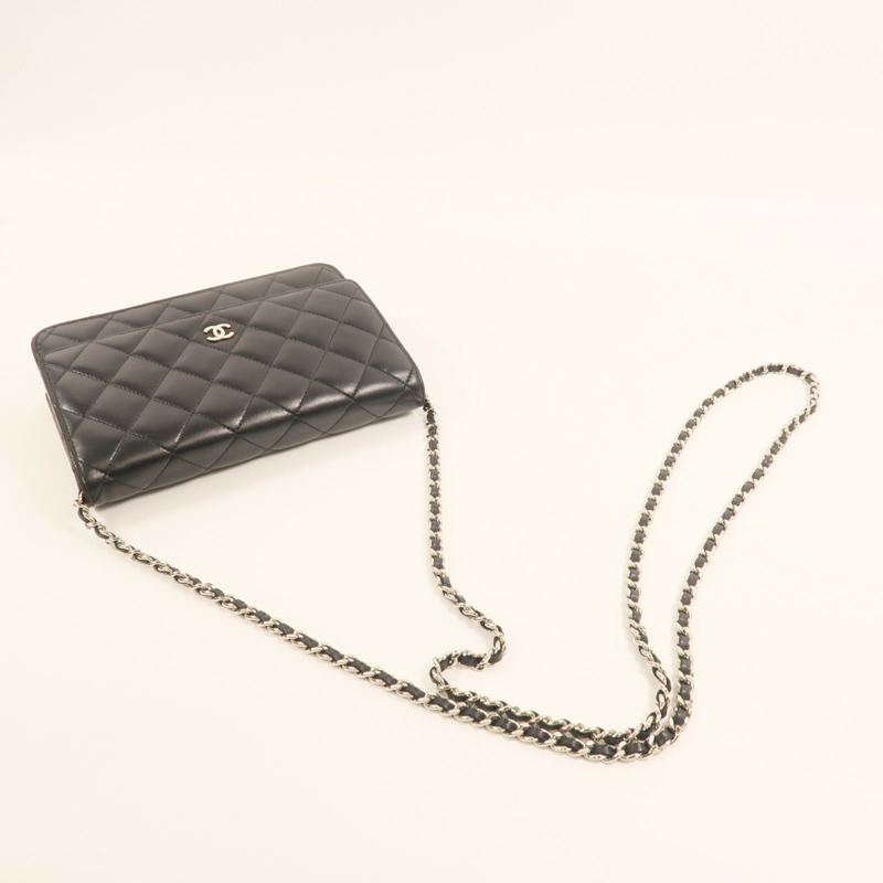 CHANEL 羊皮皮革WOC Wallet On Chain銀扣鏈帶肩背袋-7