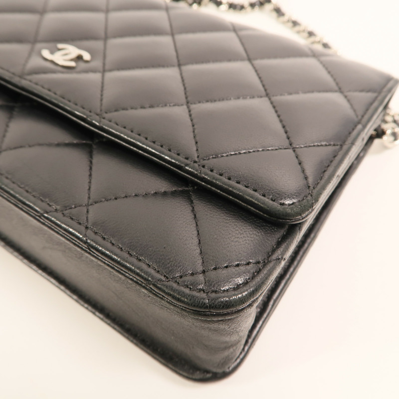 CHANEL 羊皮皮革WOC Wallet On Chain銀扣鏈帶肩背袋-12