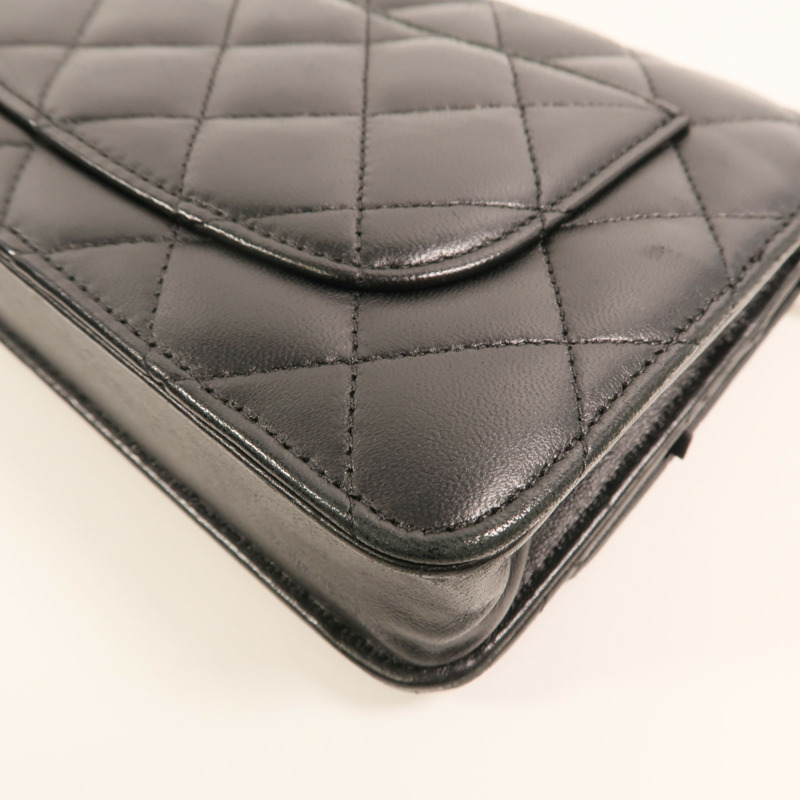 CHANEL 羊皮皮革WOC Wallet On Chain銀扣鏈帶肩背袋-14