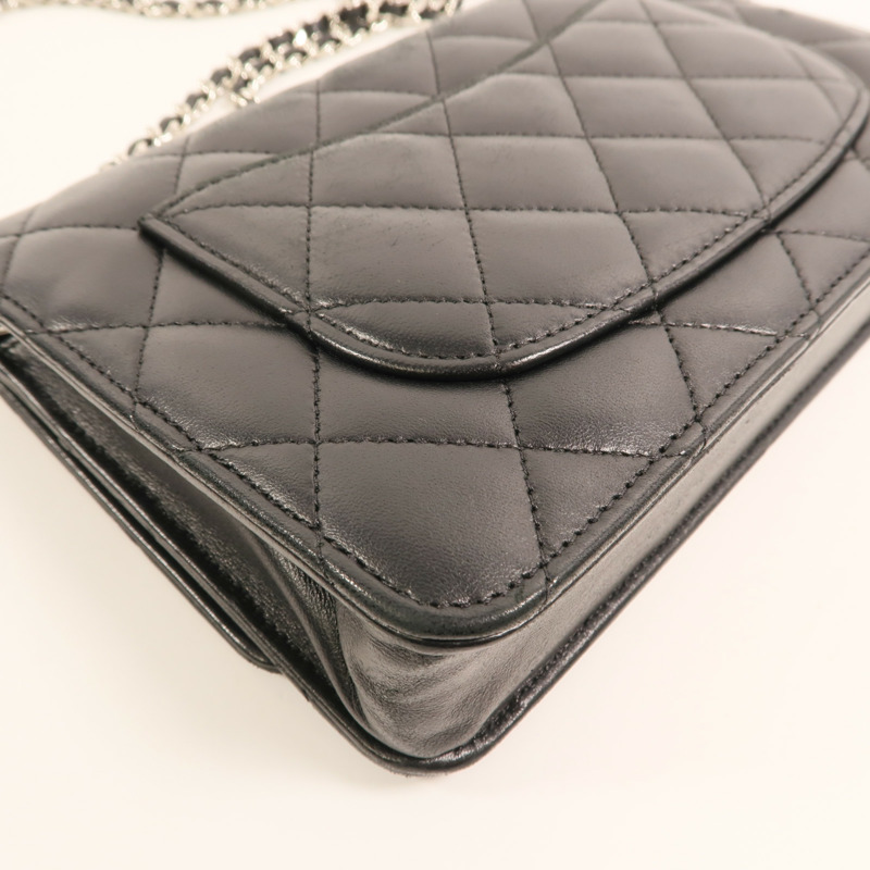 CHANEL 羊皮皮革WOC Wallet On Chain銀扣鏈帶肩背袋-15