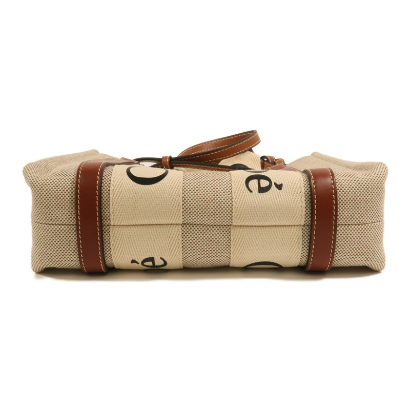 Chloe 帆布Woody Small金扣手挽肩背兩用袋-3