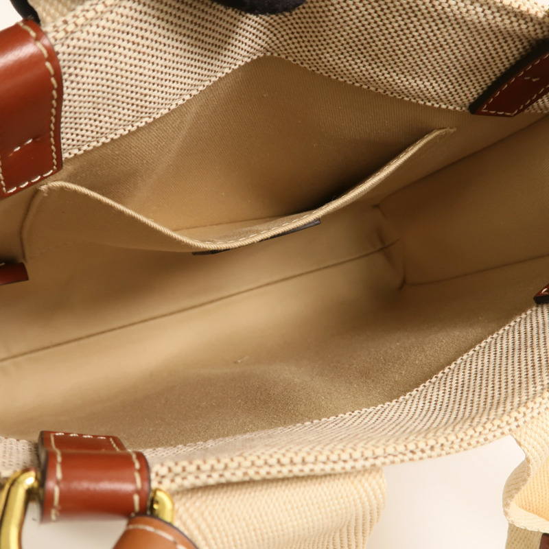 Chloe 帆布Woody Small金扣手挽肩背兩用袋-4