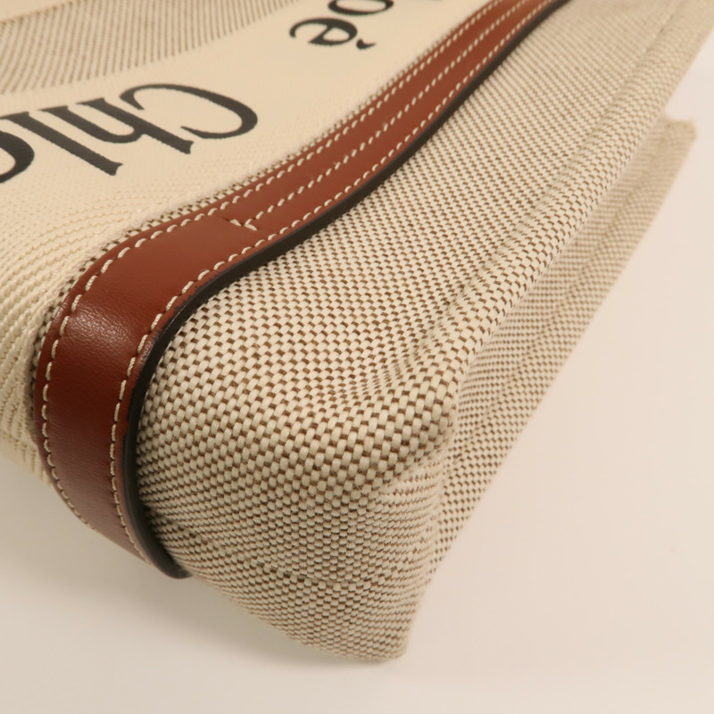 Chloe 帆布Woody Small金扣手挽肩背兩用袋-10