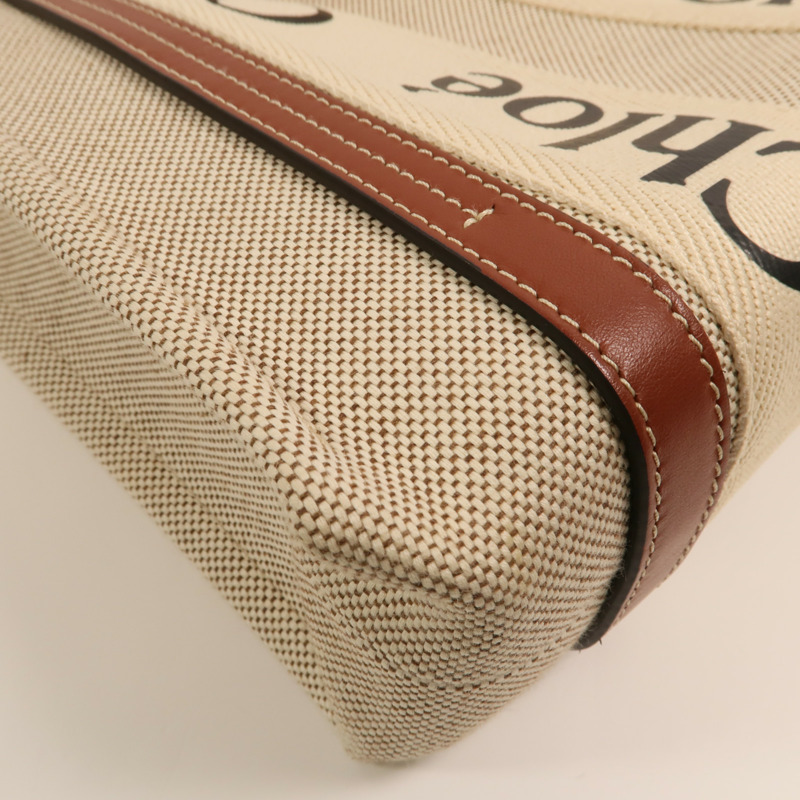 Chloe 帆布Woody Small金扣手挽肩背兩用袋-11