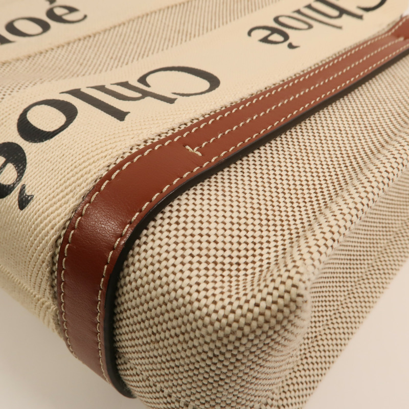 Chloe 帆布Woody Small金扣手挽肩背兩用袋-12