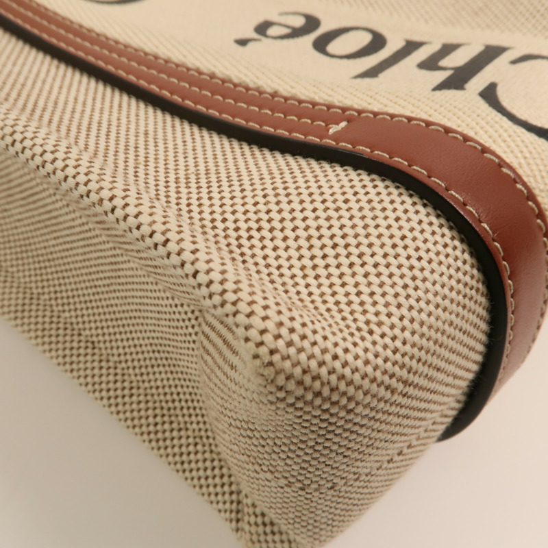 Chloe 帆布Woody Small金扣手挽肩背兩用袋-13