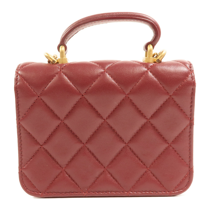 CHANEL 羊皮皮革Top Handle Flap金扣手挽肩背兩用袋-1