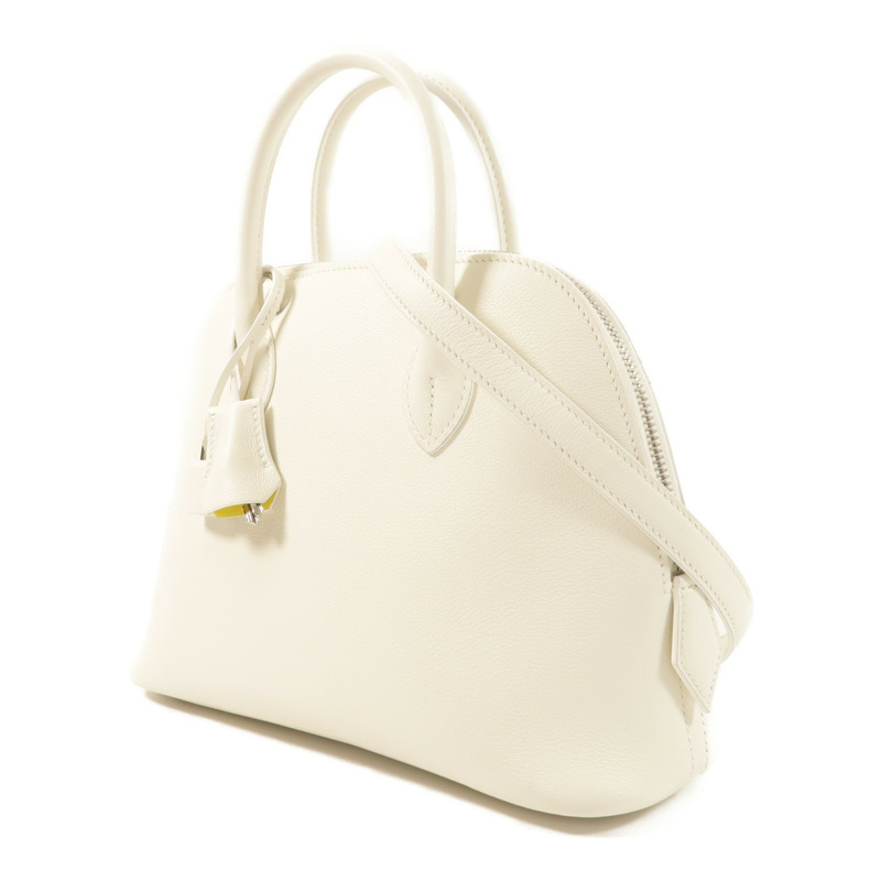 HERMES Evercolor皮革Bolide 1923手挽肩背兩用袋Blanc/Lime-2