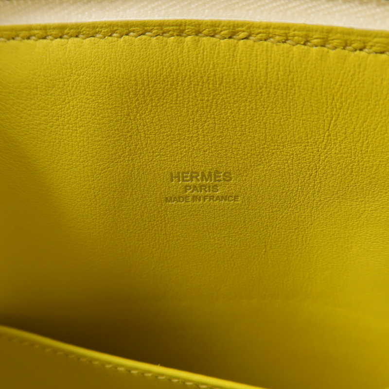 HERMES Evercolor皮革Bolide 1923手挽肩背兩用袋Blanc/Lime-5
