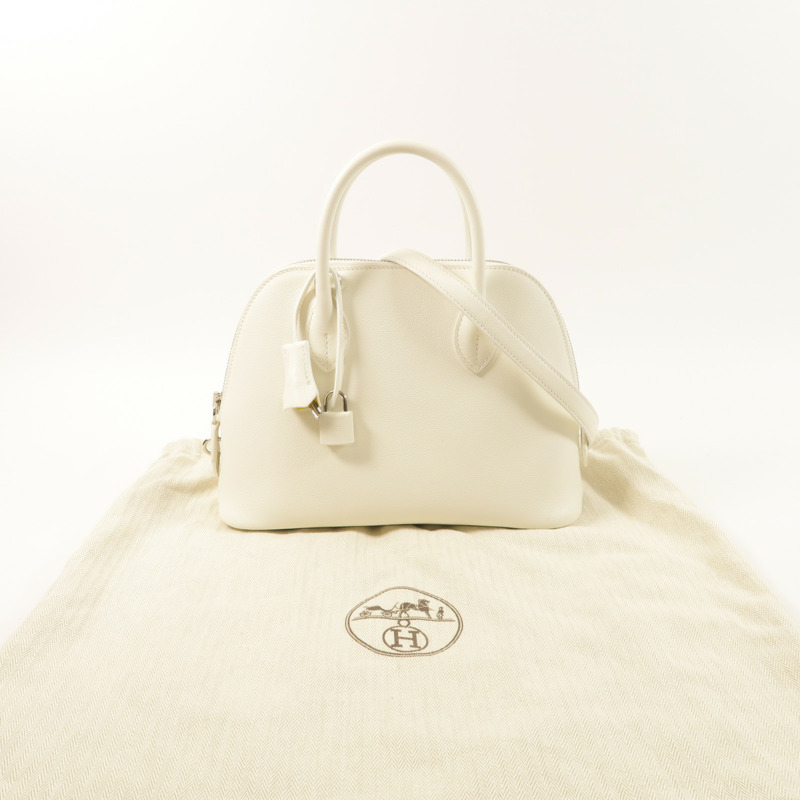 HERMES Evercolor皮革Bolide 1923手挽肩背兩用袋Blanc/Lime-8