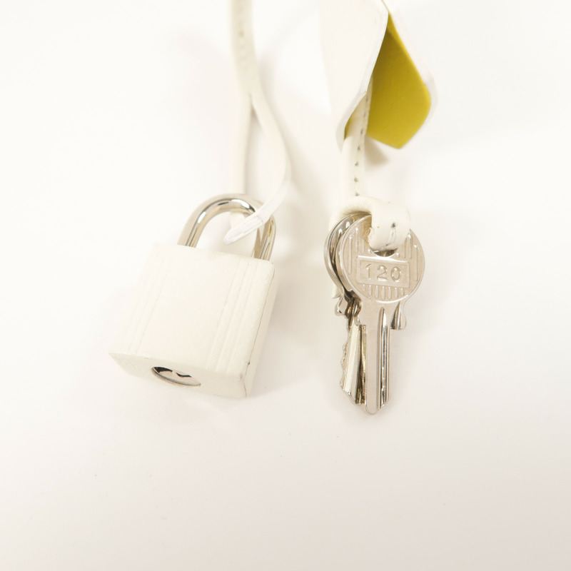 HERMES Evercolor皮革Bolide 1923手挽肩背兩用袋Blanc/Lime-14