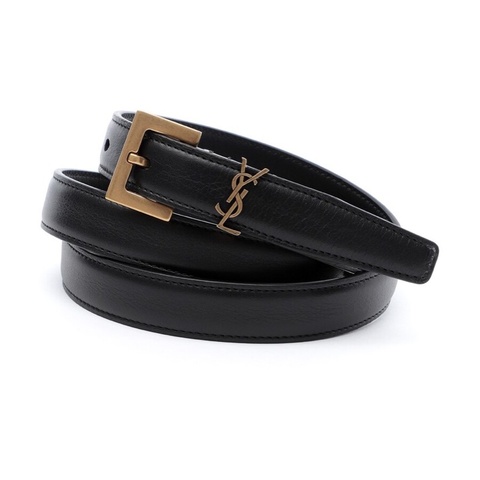 Saint Laurent 女士 MONOGRAM光面方扣窄腰帶65 70 75 80 85 90 95 100 105碼2cm