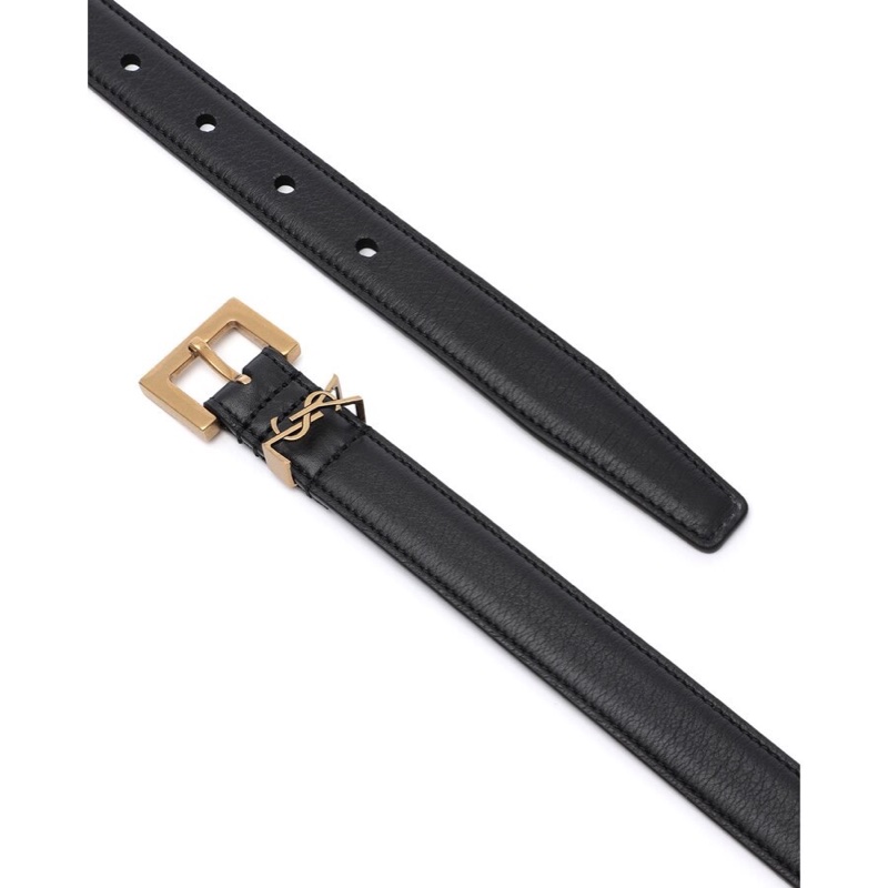 Saint Laurent 女士 MONOGRAM光面方扣窄腰帶65 70 75 80 85 90 95 100 105碼2cm-2