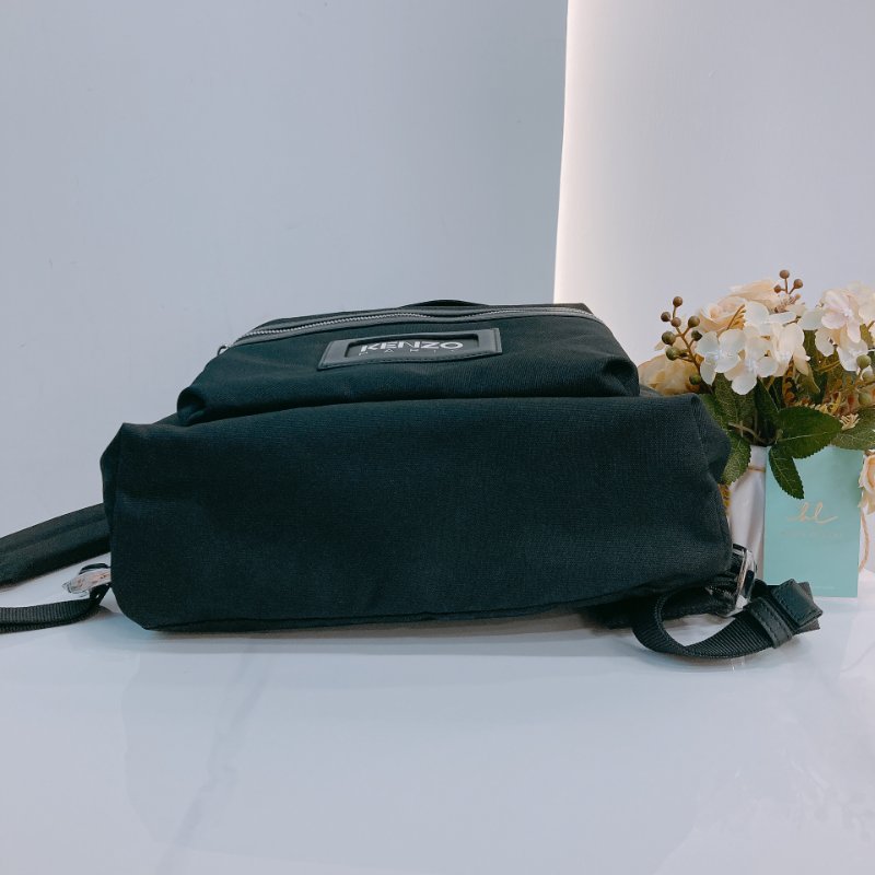 MS0626 Kenzo 凱卓 高田賢三 雙肩包 背包  尼龍 帆布 黑色 銀扣 Graphy Backpack Leather and Nylon Black x PHW-4