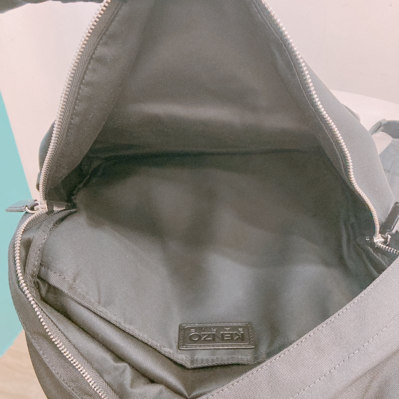 MS0626 Kenzo 凱卓 高田賢三 雙肩包 背包  尼龍 帆布 黑色 銀扣 Graphy Backpack Leather and Nylon Black x PHW-12