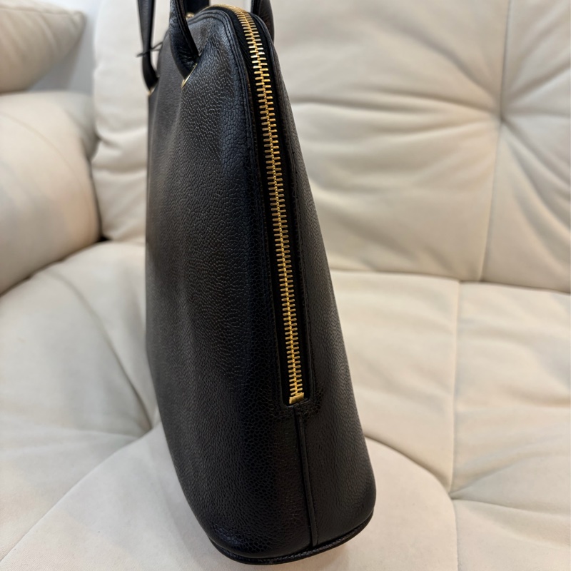 Chanel 香奈兒金球貝殼魚子醬牛皮托特包 Vintage 黑金-8