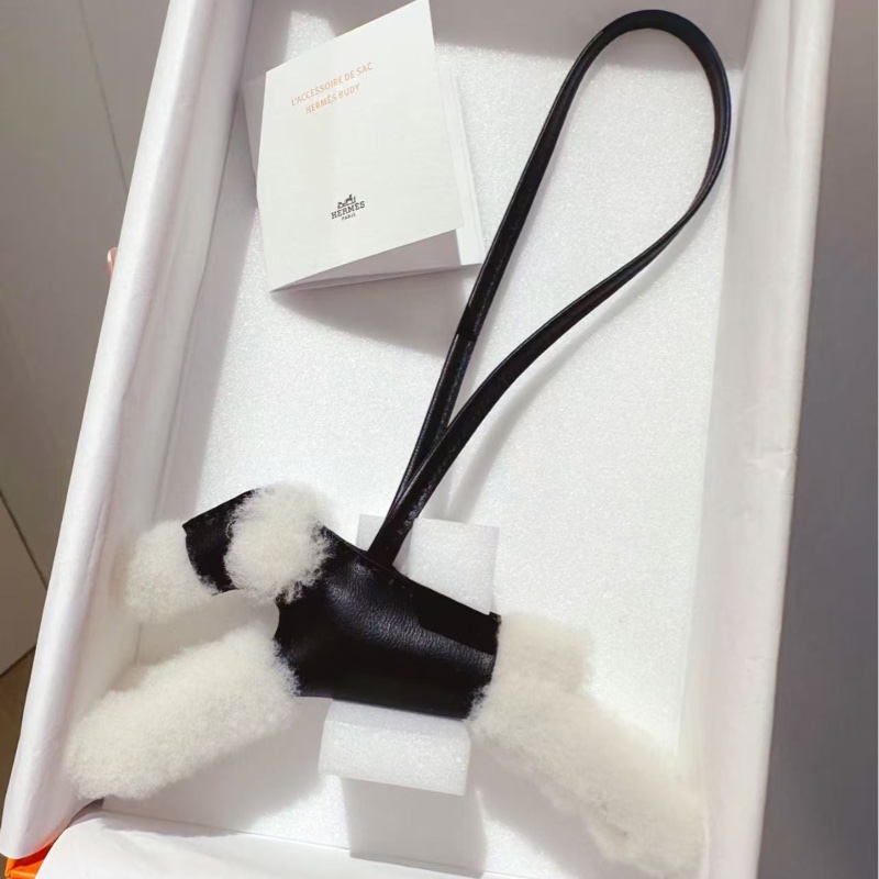 全新🆕 🖤🤍Hermes / 愛馬仕budy經典黑白熊貓泰迪毛小狗掛件-3