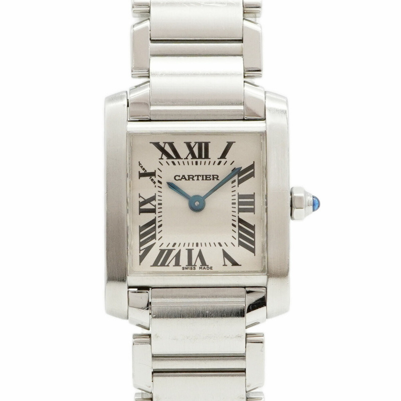 卡地亞 Tank Française SM W51008Q3 象牙色錶盤女士腕錶-0