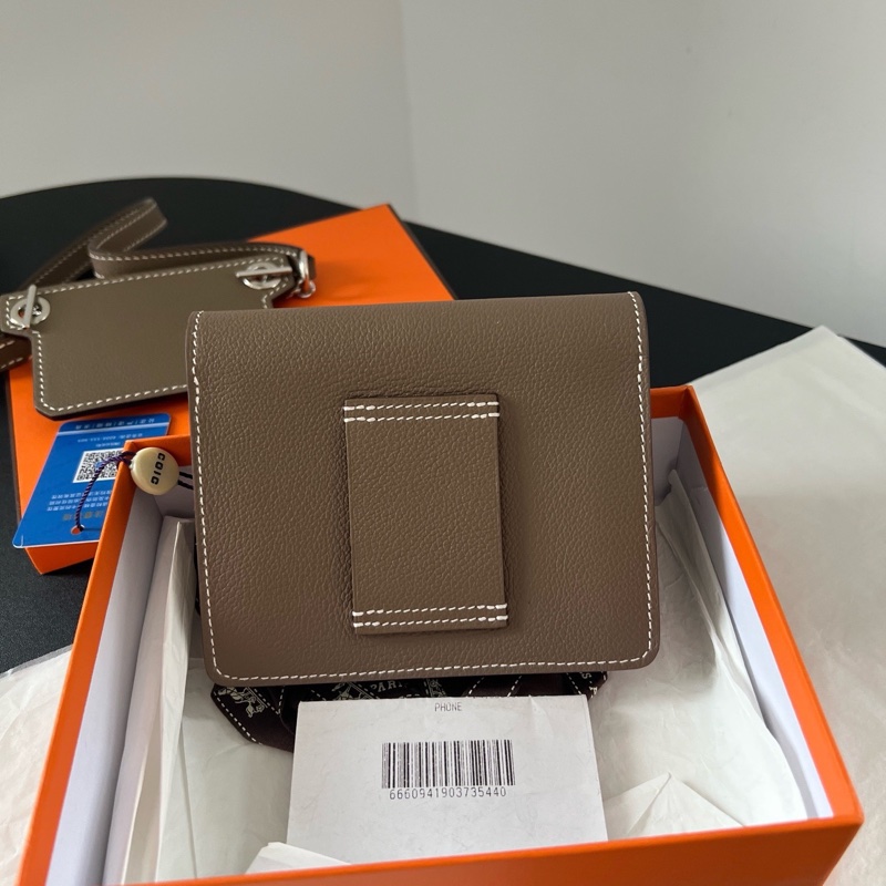 Hermes Roulis Slim錢包卡包，大象灰，B刻 尺寸約13x10cm，送個皮肩帶可變單肩斜挎小廢包 。-1