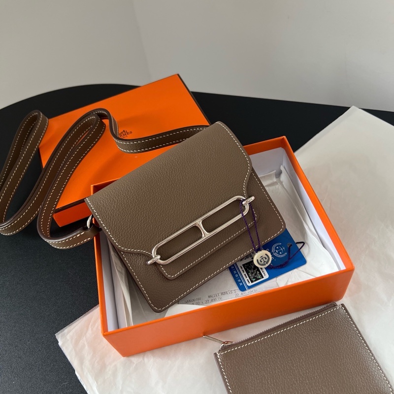 Hermes Roulis Slim錢包卡包，大象灰，B刻 尺寸約13x10cm，送個皮肩帶可變單肩斜挎小廢包 。-2