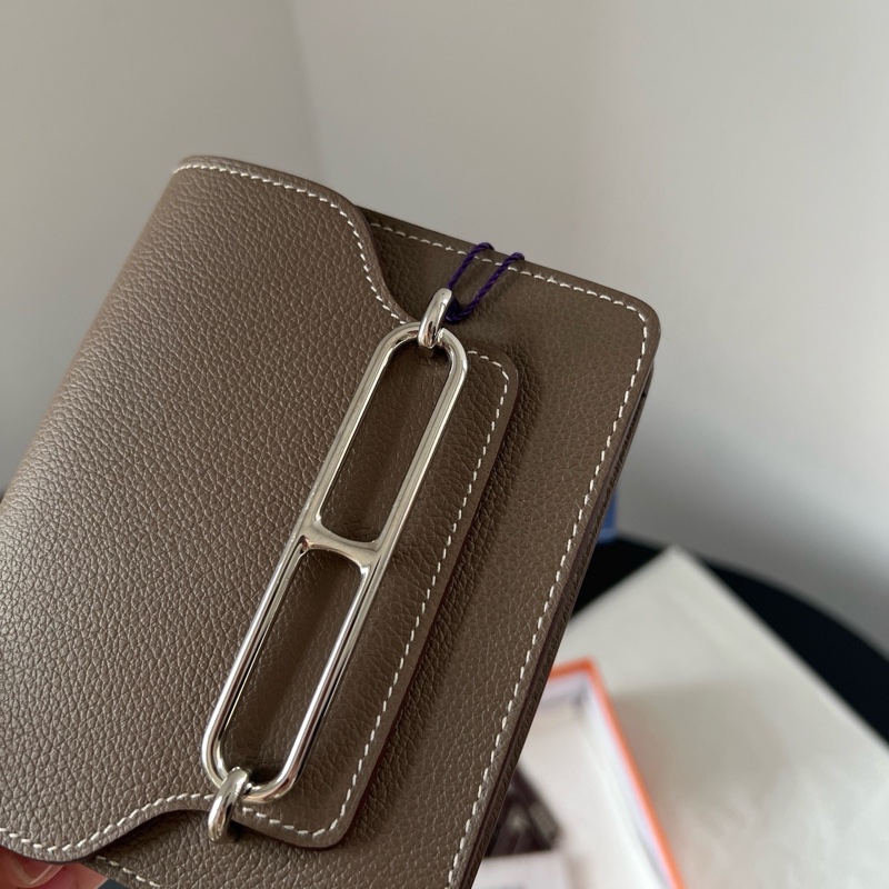 Hermes Roulis Slim錢包卡包，大象灰，B刻 尺寸約13x10cm，送個皮肩帶可變單肩斜挎小廢包 。-5