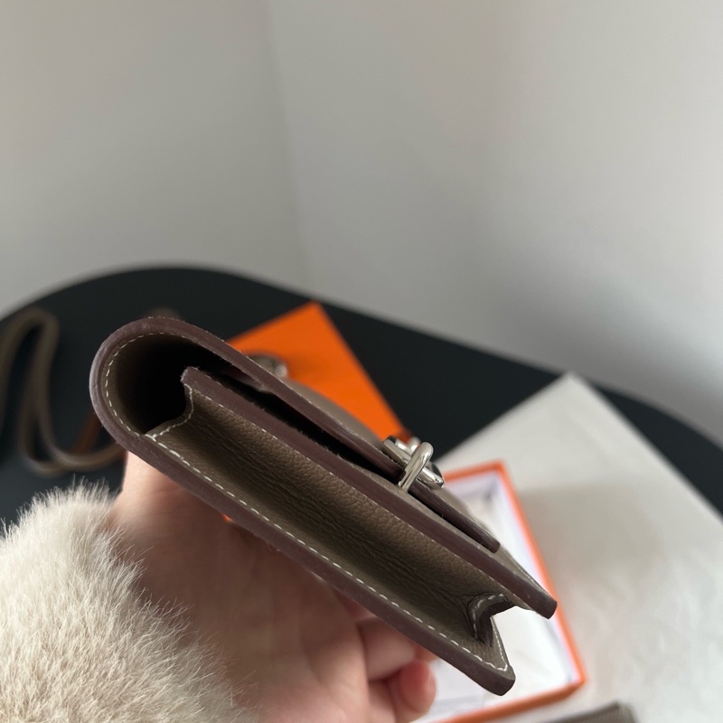 Hermes Roulis Slim錢包卡包，大象灰，B刻 尺寸約13x10cm，送個皮肩帶可變單肩斜挎小廢包 。-8